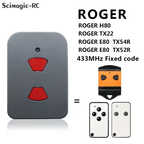 ROGER H80 TX22 TX44R M80 E80 TX12 TX52R/2 Garage Door Remote Control 433MHz Fixed Code Roger Door Op