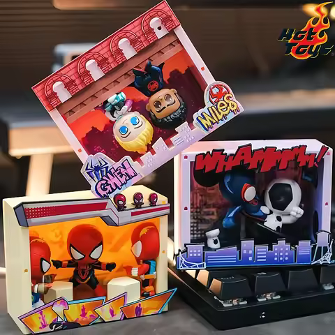 Hot Toys Spiderman Across The Spider-Verse Cosbi Blind Box Collection Mini Figures Model Garage Desk