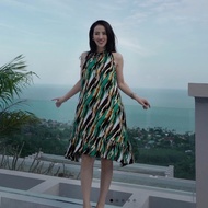 Colorful Rib Fabric Dress Receptionist Summer