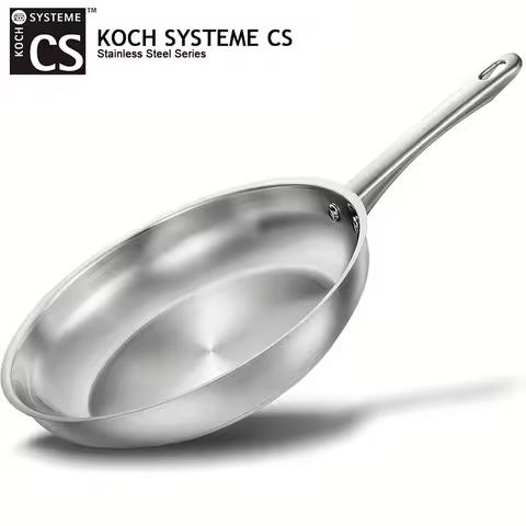 KOCH SYSTEME CS 8inch Frying Pan Stainless Steel Pan for Professional Cooking Uncoated Steak Frying 