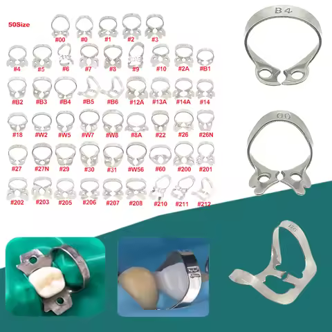 50 types stainless steel dental rubber dam clamps for endodontic orthodontic treatment isolation too
