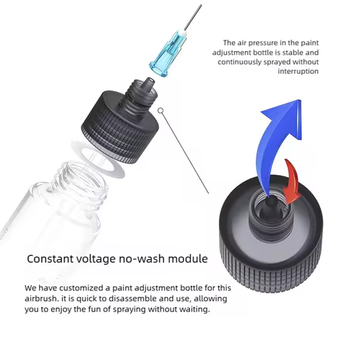 DSPIAE 0.3mm 0.5mm PA-AB Wash-Free Airbrush Specialized Spray Needle 50ml Paint Mixing Bottle Airbru