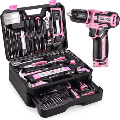 DEKO Home Mechanic Toolbox with 12V Power Cordless Drill Hand Repair Tools Sets Combo Kits Storage O