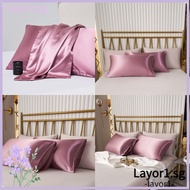 LAYOR 2pcs Silk Satin Pillowcase, Breathable 20" x 26" Silky Pillow Cover, King Size Envelope Closur