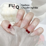 Hellokitty Bow Short Pointed Fake Nails, Nailbox FU2Q Beautiful Gentle Lady - Pretty Pastel Pink