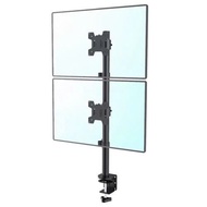 EZ27 ErgoTek / Mount for 2 Upper and Lower Monitors - Arm 2 Monitors Clamped to Pillar Table Height 