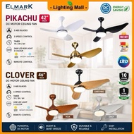 [3 YEARS WARRANTY] Elmark Pikachu Baby Fan 42"/ Elmark Clover 46” Remote Control 3 Blade Ceiling Fan