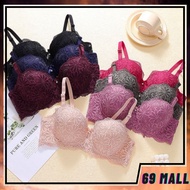 Women Bra Push Up Wired  B Cup Floral Lace Thick Sponge Baju Dalam Wanita Bra Besi Span Tebal 内衣