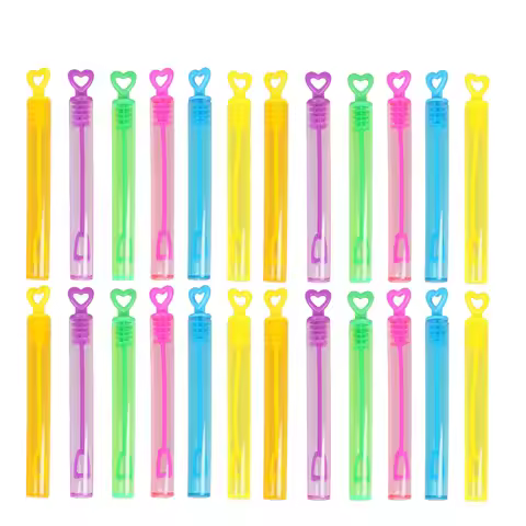 24pcs Heart-shaped Empty Bubble Stick Colorful Water Bottle Bubble Wands Toys Wedding Bubble Maker S