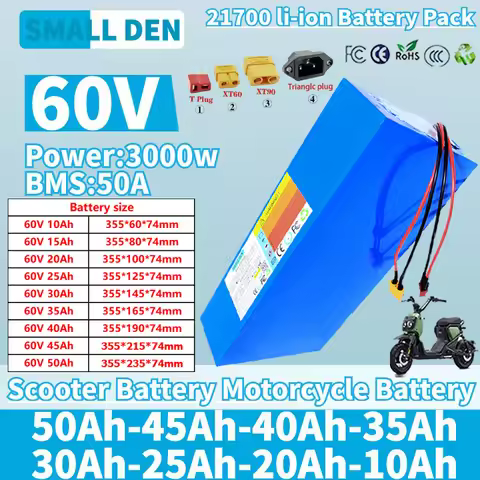 60V 50Ah 40Ah 30Ah 20Ah 15Ah 25A 35Ah 45Ah 21700 Lithium battery pack With 50A BMS For 3000W electri