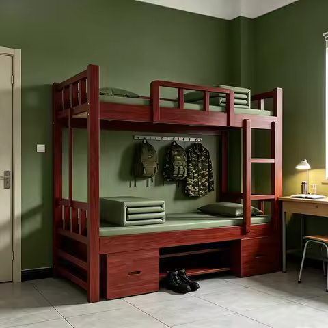 PYJ Full Solid Wood Dormitory Upper and Lower Bed Engineering Single Dormitory Bed Bunk Bed Furnitur