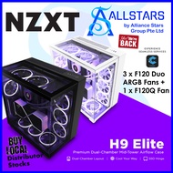 (ALLSTARS : DIY PROMO) NZXT H9 Elite Premium Dual-Chamber Mid-Tower Airflow Case / Chassis (Black: CM-H91EB-01 /White: CM-H91EW-01) / NZXT Casing / NZXT Case / come with 3x120mm Duo ARGB fans + 1x 120mm non-RGB fan (Warranty 2years with TechDynamic)