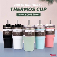 Tyeso Full Set 304 Stainless Steel Thermos Tumbler Korean Macaron Mug Cup with Straw &amp; 2 Lid Thermos Bottle starbuck cup