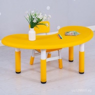 Set of Children's Kindergarten Half Round Table and Chair, Adjustable Height, Thickened Plastic Baby