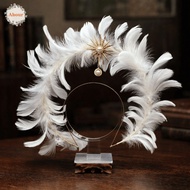 AHOUR Feather Glory Crown Headband, Handmade Double Layer Virgin Mary Queen Tiara, Glory Shape Vinta