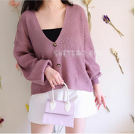 Vina Knitted Cardigan/ Cardigan Rajut Wanita/ Cardigan lengan balon/ Rajut Balona
