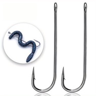 Aberdeen Long Shank Fishing Hooks, High Carbon Steel Barbed Sea Hooks for Carp, Jig Worm Freshwater 