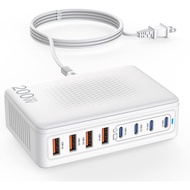 USB C Charger Block,200W GaN 8 Port USB C Charging Station USB Hub Block Cube Type C & USB A Wall Ch