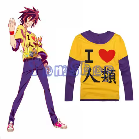 Anime "NO GAME NO LIFE" Sora Cosplay Long Sleeve Casual T-shirt Men Women Cotton t shirts Tops Tee S