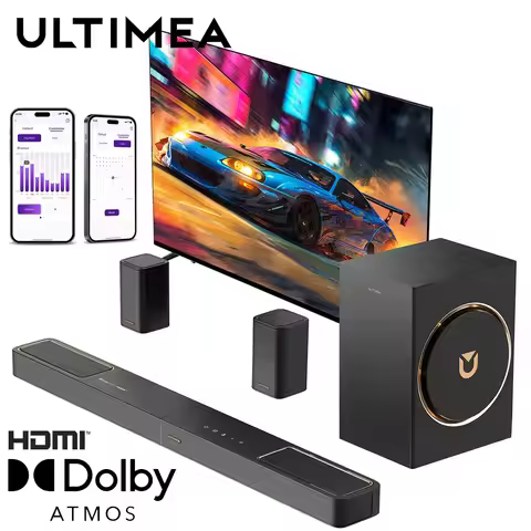 ULTIMEA 460W 5.1.2ch Sound Bar with Dolby Atmos, Surround Sound Home Theater System for TV with 2 Su