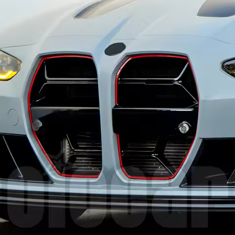 oiomotors CSL Style Red Line Gloss Black Front Grille for BMW G80 G81 M3 G82 G83 M4