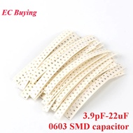 500pcs 0603 SMD Capacitor Kit 25 Values*20pcs 3.9pF-22uF Electronic Components Package Capacitor Ass