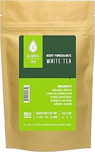 Elevate Tea Berry Pomegranate Tea, Loose Leaf White Tea, Medium Caffeine, 3 oz Pouch - 30 Cups, Hot 