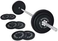 Signature Fitness Cast Iron Standard Weight Plates Including 5FT Standard Barbell with Star Locks, 4