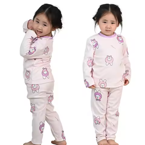 1pc Children's Pajama Set Soft Cotton Pajamas With Cute Cartoon Patterns Long-Sleeved Long Pants Kid
