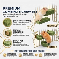 Natural Timothy Hay Platform Hamster Chew Toy Small Animal Cage Ladder Board Stand - Waffle Leaf Sha