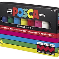 三菱鉛筆 水性簽字筆 Uni POSCA 粗字方頭 PC8K 8色組