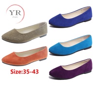 Plus Size 35-43 Women Suede Slip-On Lofers Shoes Office Casual  Pointed Toe Flats Shoes