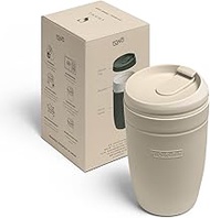 Swanz Porcelain Coffee Travel Mug with Leakproof Lid, Reusable Insulated Ceramic Tea Cup with Silico