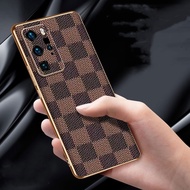 Casing Huawei P60 P50 P40 P30 Pro P60Pro P50Pro P40Pro P30Pro Plus Luxurious Checked Grain Anti drop