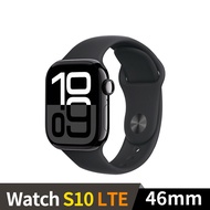 Apple Watch S10 GPS+LTE 46mm 鋁金屬錶殼運動錶帶(曜石黑色+黑色運動錶帶ML)
