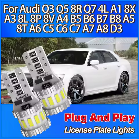 T10 6000K White License Plate Light 3400LM For Audi Q3 Q5 8R Q7 4L A1 8X A3 8L 8P 8V A4 B5 B6 B7 B8 