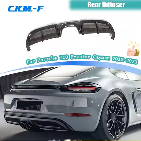 Real carbon fiber Rear Bumper Lip Diffuser Spoiler Bodykit for Porsche 981 718 Boxster Cayman 2013 -