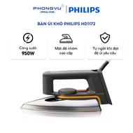 Philips HD1172 Dry Iron - 1000W Capacity, Non-Stick Base, Fast Flat Jasmine -