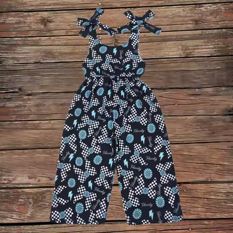 Wholesale Toddler Children Western Howdy Turquoise Kids Pants Infant Straps Overalls Romper Baby Gir