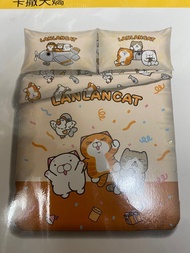 Casablanca 100% Lan lan cat fitted sheet with pillow cases set卡撒天嬌白爛貓雙人床床單連兩個枕頭套套裝 包平郵