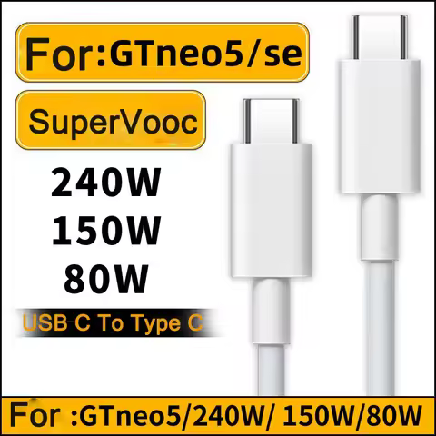 240W 120W 150W 12A Cable Super VOOC Dart Fast Charginng Wire Line 100/150 CM For Realme GT5 GT3 GT N