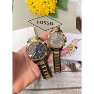 ♞,♘Fossil Grant Couple Watch Twotone Black & Gold