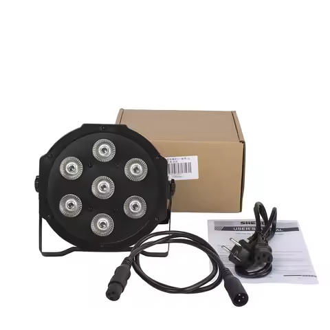 SHEHDS 1pcs LED Flat Par RGBWA+UV 7x18W DMX512 Light Stage Light For Home Entertainment Performances