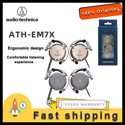 Original new Audio-Technica ATH-EM7X Wired Earphone Sport Ear Hook Earphone Heavy Bass Music Earphon