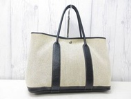 HERMES Garden Party 36 PM 手提包 Toile H 帆布 x 皮革 自然色 x 黑色 A4 尺寸