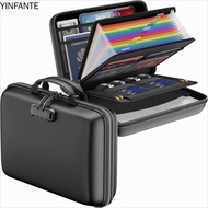 YINFANTE Fireproof Document Box, 13 Accordion Pocket Waterproof Handheld File Bag, Large Capacity Co