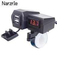 Motorcycle USB Charger Dual Port 12V Waterproof Dustproof 3.1A Motorcycle Handlebar Charger with Voltmeter LED Display Sockets