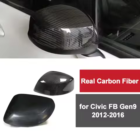 Rearview Mirror Cover for Honda CIVIC FB 2012-2016 Gen9 Real Carbon Fiber Side Mirror Shells Add on 