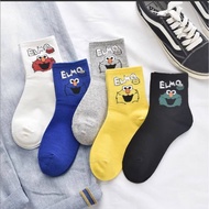 Korean Sesame Street Socks Cotton Socks ELMO Alphabet Socks 中筒袜子 潮袜芝麻街