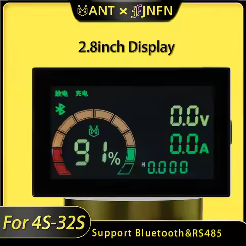 ANT BMS Bluetooth Battery level display 2.8 Inch bluetooth RS485 Voltage Current temperature Coulome